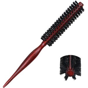 Round Bristle Brush - Haar Blazen - 23.5x2.5cm Styling Haarborstel met Houten Handvat - Rat Tail - Kapperskam voor Vrouwen Mannen Lang Kort Dik Dun Haar
