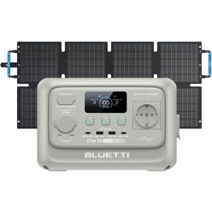 BLUETTI Elite 30 V2 Draagbaar Energiestation 600W 288Wh Lichtgrijs (nieuw model voor 2025) met 60W Sora60 Solar Kit voor Reizen, kamperen, camper