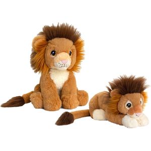 Keel Toys - Pluche knuffel dieren set 2x leeuwen 18 en 35 cm