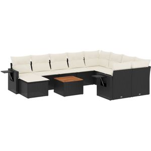 vidaXL 11-delige Loungeset Poly Rattan Zwart Loungeset - Tuinlounge - Hoekbank - Lounge Set - Buitendecoratie