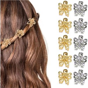 12 stuks - Bloemenhaarspeldjes - Antisliphaarspeldjes - Mini-klauwspeldjes voor dames - Leuke haaraccessoires - Stevig en duurzaam - Goud en zilver - Geschikt voor vrouwen en meisjes