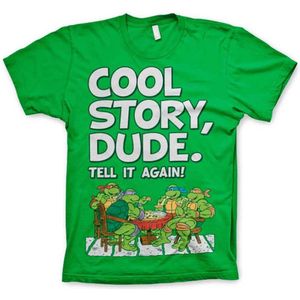 Teenage Mutant Ninja Turtles Heren Tshirt -S- Cool Story Dude Groen