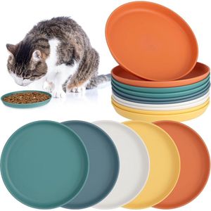 10 stuks kattenvoerbakken platte kattenbak 5,9 inch ronde platte kattenbakken kleurrijke kattenvoerbakset voor droogvoer en natvoer