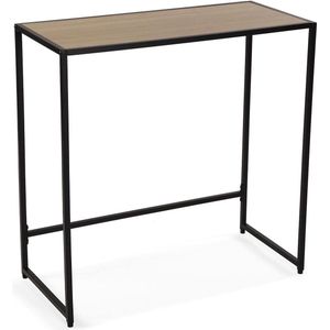 Smalle hal of vestibule Entree hal meubilair, Console Tafel, Afmetingen (H x B x H) 74,5 x 35 x 75 cm, MDF Hout en Metaal, Kleur Zwart en bruin