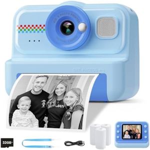 Instant photo camera - Direct Print Kinderfotocamera - met Speelse Effecten - 32GB Opslag - Retro fotocamera - Blauw