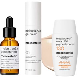 Mesoestetic - Pigment Control verzorgingsset - Mesoestetic melan tran3x concentrate - Mesoestetic melan tran3 gel cream - Mesoestetic melan 130 pigment control 50spf