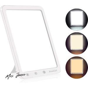 Mrs. Jones Daglichtlamp 10.000 lux energie-zonnelamp - draagbare touch-bediening led-volspectrumlamp met 5 instelbare helderheden uv-bestendig CRI> 90 geheugenfunctie en timer - verlichting voor thuis en op kantoor .
