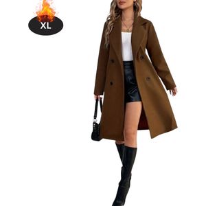 Nivard Mantel Dames - Tussenmantel - Jas - Mantelpakje - Trenchcoat - Overjas - Overcoat - Winter - Donkerbruin - S