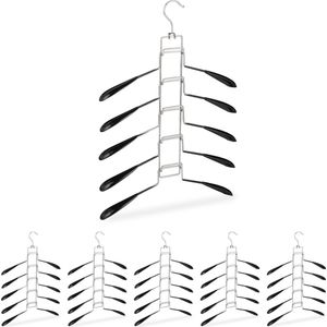 Relaxdays 6 x kleerhangers ruimtebesparend - multi kledinghangers – klerenhangers - metaal