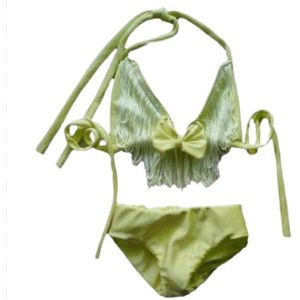 Maat 110 Bikini Geel zwemkleding met franje Braziliaanse bikini badkleding voor baby en kind zwem kleding