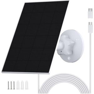Equivera Zonnepaneel voor Eufy Camera - Zonnepaneel voor Eufy Camera - Zonnepaneel met Stekker Zonnepanelen met Stekker - Oplader Ring Camera - Zonnepaneel Adapter - Solar Charger - Weerbestendig - Verstelbaar