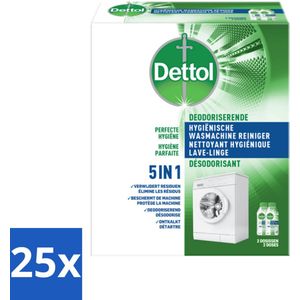 25 x Dettol - Hygiënische Wasmachine Reiniger - 5-in1 Formule - 500ml - Wasmachine Reiniger - Hygiëne - Kalkverwijdering - Slechte Geuren - Wasmachine Onderhoud