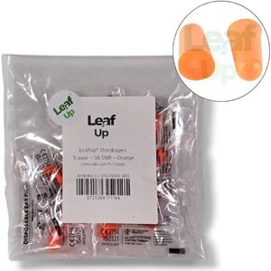 LeafUp® Oordopjes - per 5 paar - oranje - festival - individueel verpakt - ideal voor reizen, slapen, f1 sport - SNR 36 dB (B4)
