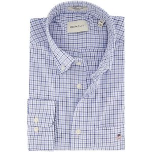 Gant - Casual Overhemd - Blauw - Poplin Ruit