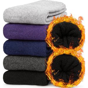 5 paar thermische sokken voor dames, winter, warme gebreide wollen sokken, dikke sokken, kerstcadeaus voor vrouwen