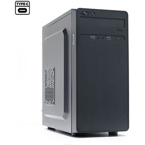 Micro-ATX PC Behuizing ATX 500W 80+ Bronze voeding - 1x USB-C - 2x USB3.0 - Compatibel voor Mini-ITX