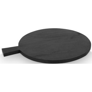 vtwonen Rond Dienblad - Met handvat - Hout - Zwart - 42x35x1,5cm