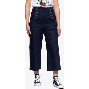 Queen Kerosin Damen Capri Jeans Dunkelblau-34