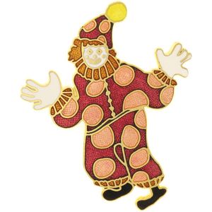 Behave - Broche clown rood emaille - Kunstzinnige retro stijl