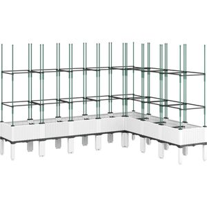 vidaXL - Plantenbak - met - latwerk - 200x160x142,5 - cm - polypropeen - wit