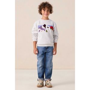 Sissy-Boy - Lichtgrijze Sweater - Artwork - Lange Mouwen - Relaxed Fit