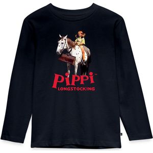 Pippi Longstocking Pippi Rijdt Op Kleine Witte Premium T-Shirt Kinderen Met Lange Mouwen