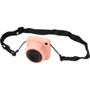 Camera Vormige Hangende Ketting Ventilator Hands- Draagbare Mini Neck Ventilator met Lanyard Vintage Design Verstelbaar Roze