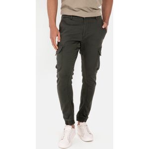 camel active Tapered Fit cargobroek in jersey-look - Maat menswear-33/30 - Donker Groen