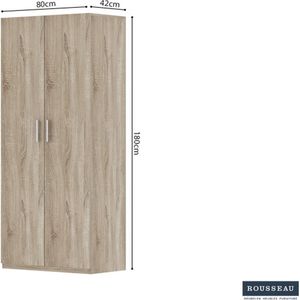 Opbergkast 'Mike' 80 cm 2 deuren Sonoma - WR03, Spaanderplaat en decor