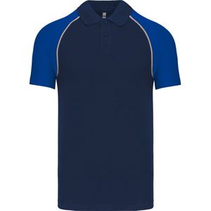 Herenpolo 'Baseball' korte mouwen Navy/Royal Blue - M
