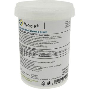 Woele Cafeïne anhydraat poeder 0,25kg (250g) pharma grade caffeine anhydrous