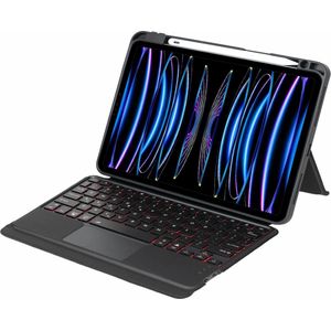 Toetsenbord Hoes Geschikt Voor Apple iPad Air 11 Inch (2024) - Bluetooth Magnetisch Smart Folio Keyboard Case - met Touchpad Muis en Verlichting - QWERTY - Zwart