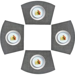 PVC placemats wigplacemats wasbare vinyl placemats voor ronde tafel set van 4 zwart