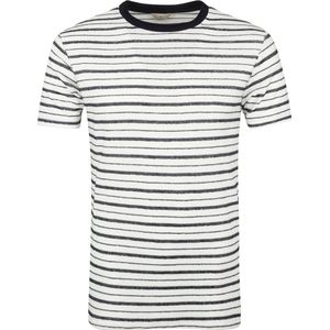 Dstrezzed - T-shirt Reversed Strepen Wit - Heren - Maat M - Modern-fit