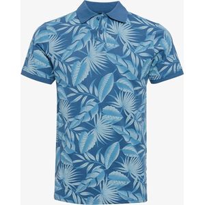 Unsigned heren polo met print blauw - Maat S