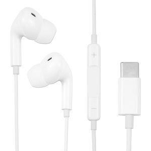 Provium - Oortjes met USB-C aansluiting - In-Ear Oordopjes met draad en microfoon - Headset geschikt voor o.a. Telefoon en Laptop - wit