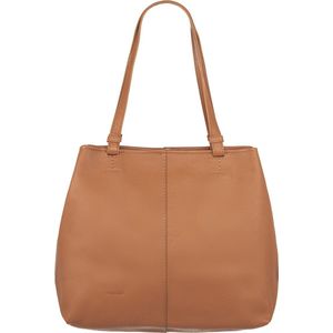 Bellugio *TOTE BAG LEATHER* - Tote Bag Bucket Handbag - Dames Handtas - Shopper - Werk School - Tan / Carmel - Stijltasje Cadeau Geschenkidee Verjaardagscadeau voor haar - HandbagsUniverse