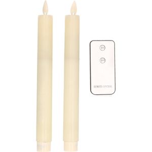 2x Ivoor LED kaarsen/dinerkaarsen op afstandsbediening 23 cm - LED kaarsen op batterijen