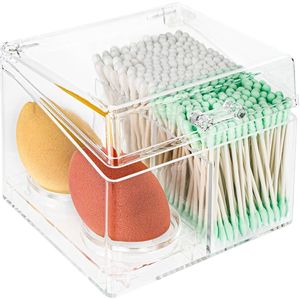 Katoenen wattenstaafjeshouder - kunststof - 1 stuk - 3 compartimenten