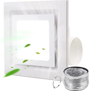 Stille Badkamerventilator met LED Licht - 110 CFM, 10,2 cm Buis, Ideaal voor Badkamer