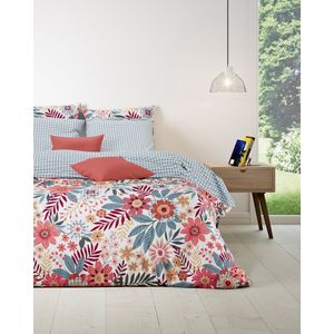 Mistral Home - DEKBEDOVERTREK - katoen renforcé - 140 x 200 cm + 65 x 65 cm - eenpersoons - botanisch - blauw