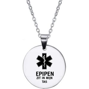 Ketting | Rond | RVS | Zilver | Epipen