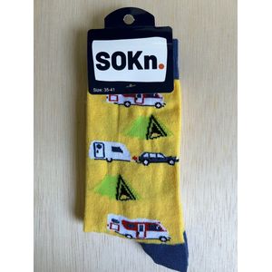 SOKn. Trendy sokken *KAMPEREN* maat 35-41 (ook leuk om kado te geven !)
