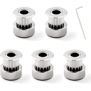 GT2 tandriemset met sleutel, 16 tanden, 5 mm boring voor 3D-printer, 6 mm tandriem (5 stuks)