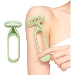 Handmatige Bikini Trimmer voor Vrouwen Groen – Precisie & Comfort | Extra Gladde RVS Mesjes | Geschikt voor Gezicht, Oksels, Lichaam & Benen | Duurzaam & Herbruikbaar – 3,5 x 12 cm