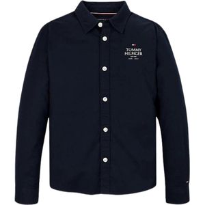 Tommy Hilfiger Kids TH logo Regular Oxford Shirt - Blauw - 14 jaar