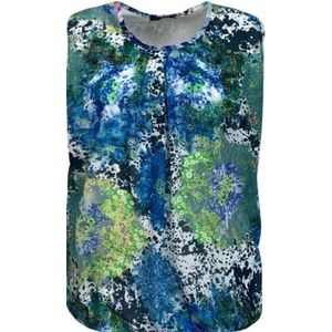 Pink Lady dames top - mouwloze top - groen/blauw print - elastiek onderzijde - 1572 - maat S