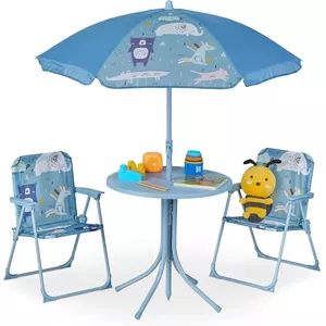 Picknick tuintafels en boomstam tafels met metalen onderstel