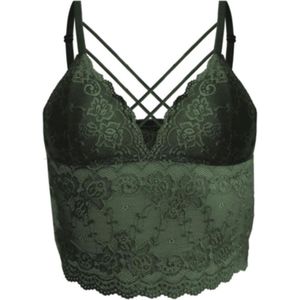 Dames bralette lang van kant met dunne schouderbandjes L/XL 40/42 donkergroen