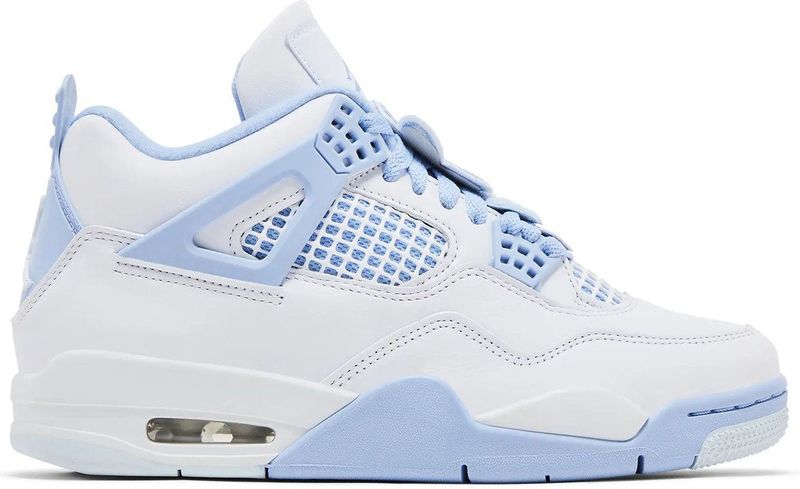 Jordan - Air Jordan 4 Retro - Sneakers - Aluminium/Blauw/Oliegroen - Met Afneembare Bloemenpatches